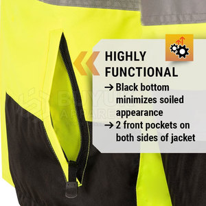 Hi Vis Waterproof Breathable Reflective 100% Polyester <b>Work</b> <b>Jacket</b> for <b>Construction</b> Sites & Fire Protection Winter Safety - Product Image 6