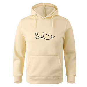 Sweat-shirt décontracté pour homme, confortable et léger, avec imprimé sourire sur le devant, 100% coton tricoté, anti-rétrécissement, service OEM - Product Image 5