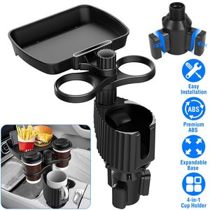 4-in-1 <b>Car</b> Cup Holder Tray Food <b>Table</b> Phone Holder with 360 Degree Rotatable Expandable Base Detachable <b>Car</b> Desk - Product Image 1