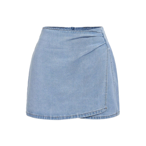 High-Waist Light Wash Denim Skirts for Women Custom Logo Cotton <b>Jean</b> Mini Skirts for Women Wholesale Casual Slim Fit Skirt - Product Image 1
