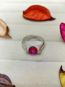 Bague en quartz arc-en-ciel des Caraïbes, bijou en cristal coloré, cadeau de mode élégant et unique pour femmes et filles - Product Image 3