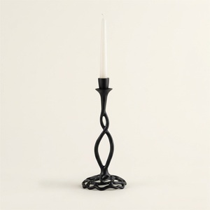 Modernist Sculptural Wrought Iron <b>Candlestick</b> Holder Minimalist Squiggle Serpent Design Hand-Forged Wavy Taper Candle Stand - Product Image 2