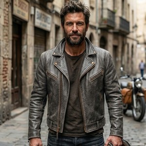 Men's Bomber Leather <b>Jacket</b> Plaid Leather Motorcycle <b>Jacket</b> Breathable Summer Casual <b>Jacket</b> for Boys <b>Pilot</b> Leather <b>Jacket</b> - Product Image 3