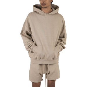Sweat-shirt à capuche surdimensionné pour homme, couleur unie, coton, molleton français, pull décontracté avec poche, style automne - Product Image 2