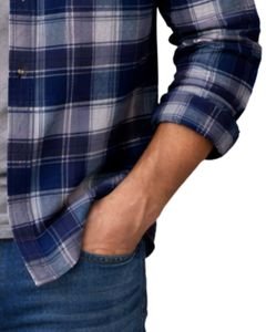 Camisa Casual Personalizada a Cuadros Azul Marino y Blanco para Hombre, Corte Entallado, Manga Larga, Botones, Algodón, Elegante, Calidad Premium, a la Moda - Product Image 3