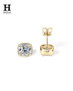 IGI Certified Lab Grown Diamond <b>Stud</b> <b>Earrings</b> 14K 18K Solid Yellow Gold Bezel Set Cushion Cut Diamond Solitaire <b>Earrings</b> - Product Image 4