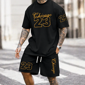 Custom Men Summer Breathable Sports 2-Piece <b>Set</b> Oversized T-Shirt Shorts Printed Moto & Biker Streetwear Tracksuit Plus Size - Product Image 4