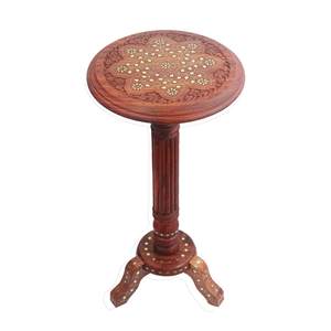 Wooden Round Beautiful Carving Design <b>Side</b> <b>Table</b>/Coffee <b>Table</b>/<b>Outdoor</b> <b>Table</b>/Living Room Furniture (Brass Carving) - Product Image 1