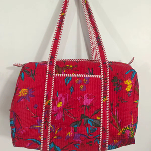 Beautiful Leaf Printed Handmade Luxury Weekender for Cotton Print Quilted Duffel Bag <b>Large</b> Capacity Durable Weekend Design - Product Image 1