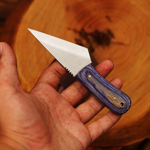 Couteau Kiridashi en acier carbone forgé à la main, manche en bois, lame pleine longueur, couteau EDC avec étui en cuir, couteaux faits main sur mesure - Product Image 5