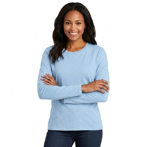 Women Solid Long Sleeve T Shirt Soft Breathable Cotton Fabric Regular Fit Lightweight Casual Fashion Wear <b>Top</b> - Product Image 4