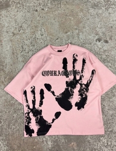 T-shirt rose pour homme, coupe classique, motif imprimé numérique noir, col rond, manches courtes, streetwear, vêtements décontractés, 100% coton - Product Image 1