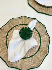 Anneaux de serviette en raphia faits à la main en forme de tournesol (lot de 6 et 8) - Product Image 2