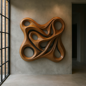 Escultura de Madera Maciza Tallada a Mano, Arte Ecológico Decorativo Abstracto para Pared, para Aniversario o Decoración de Diwali, Arte de Pared para Colgar - Product Image 3