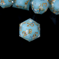 Jeu de dés polyédriques DND à fleurs bleues, 7 dés en résine écologiques, dés à bords vifs faits à la main pour jeux de rôle Dragon Dungeons et jeux de société