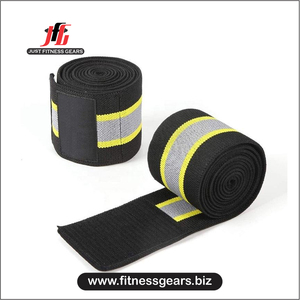 Elastic Adjustable <b>Knee</b> Wraps with Compression Support Hook & Loop Closure Breathable Nylon Cotton for Weightlifting Gym Workout - Product Image 5