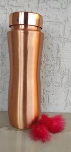 <b>Brushed</b> Finish Copper Large Capacity Eco-Friendly Water <b>Bottle</b> Smooth Curved Design Leakproof Handcrafted Reusable Ayurvedic - Product Image 3