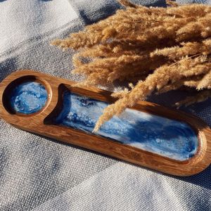 ถาดเสิร์ฟไม้พิมพ์ลายพรีเมียมสำหรับชา กาแฟ ขนม อาหารเช้า - ถาดตกแต่งสำหรับห้องครัวและห้องรับประทานอาหาร - Product Image 1