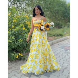 ชุดราตรีที่สวยงามกระจกทำงานจริง lehenga choli สำหรับงานปาร์ตี้ - Product Image 4