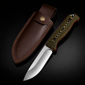 Couteau de chasse à lame fixe de qualité supérieure avec étui en cuir – Couteau de survie en acier inoxydable avec manche en Micarta - Product Image 2