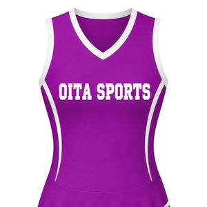 Haut de tennis sublimé violet et blanc pour femme, sans manches, vêtement de sport, maillot athlétique, tenue de match, vêtements d'entraînement, extérieur - Product Image 5