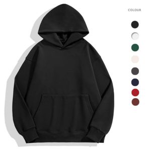 Sweat-shirt à capuche en velours épais 600 g/m² pour homme, pull-over à capuche en coton mélangé doux, sweat-shirt décontracté uni - Product Image 3