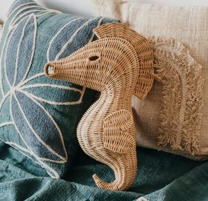 Ornement tissé en rotin en forme de tête de hippocampe pour chambre de bébé, décoration aquatique sculptée en matériau végétal naturel pour enfants - Product Image 4