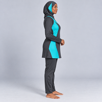 Ensembles de burkinis islamiques modestes personnalisés pour femmes, bas à coupe haute, logo sur le devant, respirant, séchage rapide, ensemble burkini 3 pièces modeste
