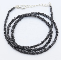 Collier de perles de diamant noir brut AAA non taillées, perles de pierre non taillées 3mm, brins de 15 pouces, perles de pierre non taillées uniques