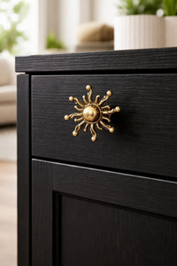 Pomo de gabinete decorativo dorado con diseño de rayos de sol, tirador de cajón radiante, herrajes vintage para muebles, pomo ornamental para armario, cómoda, puerta de guardarropa - Product Image 2