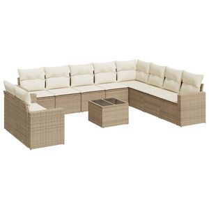 Set Divano da Giardino in Rattan Beige 10+ Posti, Arredamento da Esterno Design Contemporaneo con Struttura in Vimini - Product Image 4