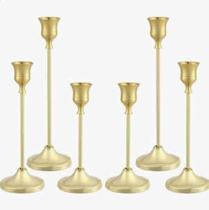 Wholesale Gold Brass Metal Taper Candle Holder Bulk Set Minimalist <b>Tall</b> <b>Candlestick</b> Stand Table Centerpiece Wedding Home Decor - Product Image 3