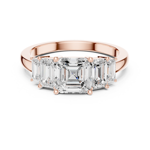 14k Solid Rose Gold Engagement Ring Comes With Asscher & Emerald Cut Prong Set Lab Grown Diamond GRA Certified Jewelry <b>For</b> <b>Her</b> - Product Image 3