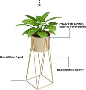 Macetas Doradas con Soportes Redondos para Plantas de Interior, Macetas de Metal Doradas para Sala de Estar, Dormitorio, Balcón, Hogar y Oficina - Product Image 2