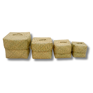 Cestas de Almacenamiento de Hierba Marina Natural, Cestas Tejidas a Mano con Tapas - Product Image 2