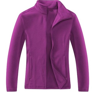 Veste polaire unisexe bleu clair avec fermeture éclair, col montant, doublure chaude en fourrure Sherpa, respirante, tricotée, pour l'extérieur - Product Image 2