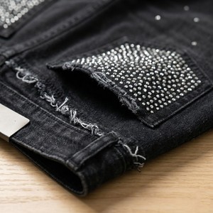 Shorts en toile unie délavée pour homme – Style décontracté streetwear, coupe ample, mode estivale, effet vieilli, style urbain tendance, usage quotidien, anti-UV, séchage rapide - Product Image 3