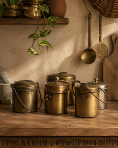 Vintage Brass Kitchenware Oil Pot Bharni Handcrafted <b>Antique</b> Storage Container Traditional Indian Console Coffee Table Decor - Product Image 4