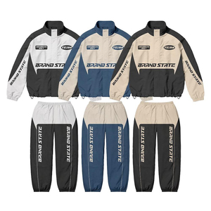 <b>Men</b>’s Retro Color Block Tracksuit Set Windbreaker <b>Jacket</b> and Jogger Pants Casual Streetwear Sportswear Outfit - Product Image 3