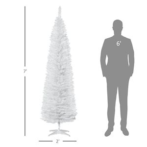 Albero di Natale Artificiale Bianco Sottile di 2,1 Metri con 499 Rami Realistici e Supporto in Plastica, Decorazione Natalizia - Product Image 3