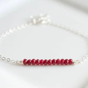 Sterling Silver Ruby Bracelet July Birthstone Minimalist Women Jewelry Gemstone Handmade Wholesale Supplier - Product Image 1