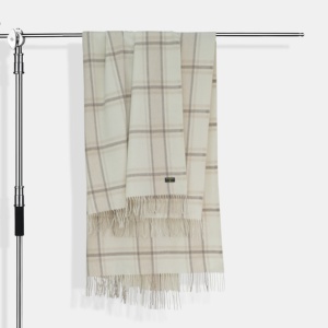 Chal de Cachemira Mongol a Cuadros 130*170cm Tono Natural - Product Image 1