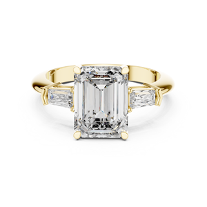 Anillo de Diamantes con Corte Esmeralda y Piedras Laterales en Línea para Mujer, Oro 10k/14k/18k/Plata de Ley, Diamantes Cultivados en Laboratorio, Joyería Fina - Product Image 1