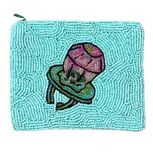 Smile Design Handmade Customized Seed Beaded Coin Pouch <b>Wallet</b> with Zipper Closure and Fashionable Accessory Features - Product Image 1