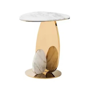 <b>White</b> <b>Marble</b> And Metal End And <b>Side</b> <b>Table</b> For Home Livingroom Villas Decoration Use Corner And <b>Side</b> <b>Table</b> - Product Image 1