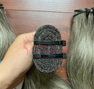 Extensiones de trama de cabello humano liso gris natural de alta calidad Paquetes garantizados al por mayor hechos de cabello vietnamita crudo - Product Image 2