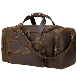 Bolsa de Viaje Casual de Cuero Genuino para Hombre, Gran Capacidad, Cierre de Cremallera, Asa Suave, Compartimento Interior - Product Image 6