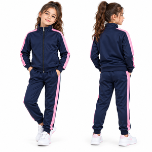 Conjunto Deportivo Personalizado para Niños y Niñas, Traje de Entrenamiento Deportivo de Poliéster con Franja Lateral Única - Product Image 5