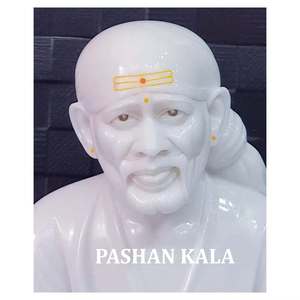 Estatua Religiosa India de Sai Baba, de Piedra Blanca, Hecha a Mano, del Divino Lord Shirdi Sai Baba Ji Singhasan, Hermosa Estatua de Mármol de Primera Calidad - Product Image 1