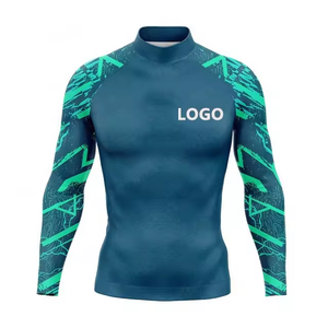 เสื้อว่ายน้ำแขนยาวผู้ชายขายส่ง แห้งเร็ว ลายปะติดปะต่อ ชุดชายหาด เสื้อแรชการ์ดผู้ชาย - Product Image 4